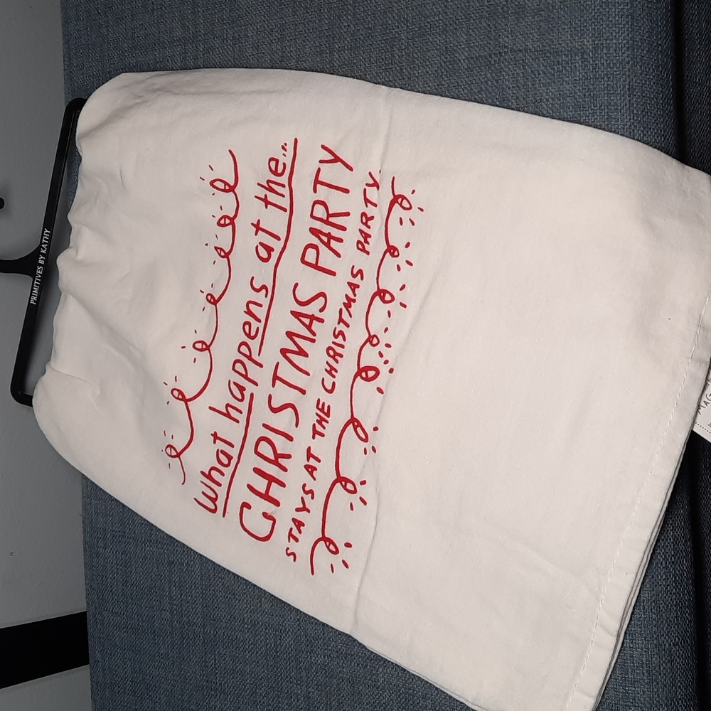 What Happens At The Christmas Party Stays Kitchen Dish Hand Towel Cotton NWT